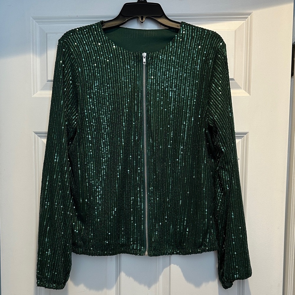 Green Sequin Women's Jacket - ☘️ perfect for St. Patrick’s Day festivities ☘️